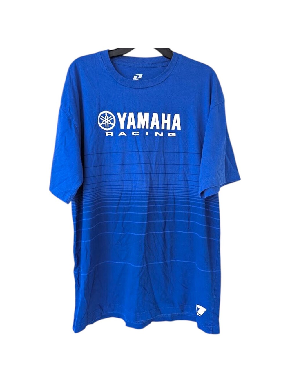 Yamaha Racing T-Shirt Mens 2XL Blue Striped One Industries Motorcycle Moto 24x31